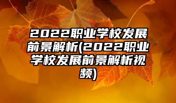 2022職業(yè)學(xué)校發(fā)展前景解析(2022職業(yè)學(xué)校發(fā)展前景解析視頻)