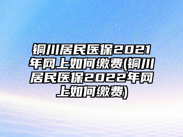 銅川居民醫(yī)保2021年網(wǎng)上如何繳費(銅川居民醫(yī)保2022年網(wǎng)上如何繳費)