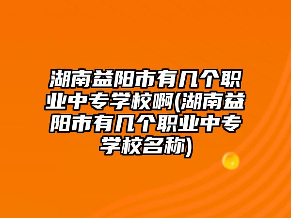 湖南益陽市有幾個職業(yè)中專學校啊(湖南益陽市有幾個職業(yè)中專學校名稱)