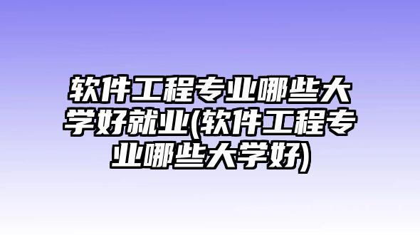 軟件工程專業(yè)哪些大學(xué)好就業(yè)(軟件工程專業(yè)哪些大學(xué)好)