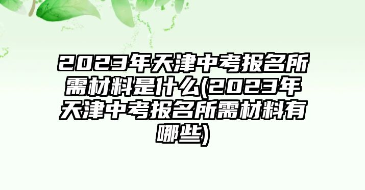 2023年天津中考報(bào)名所需材料是什么(2023年天津中考報(bào)名所需材料有哪些)