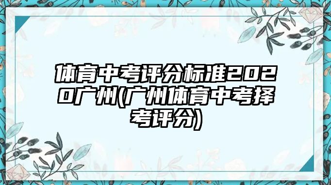 體育中考評分標(biāo)準(zhǔn)2020廣州(廣州體育中考擇考評分)