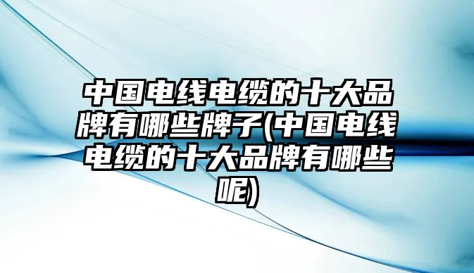 中國電線電纜的十大品牌有哪些牌子(中國電線電纜的十大品牌有哪些呢)