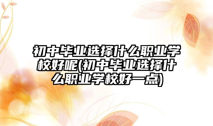 初中畢業(yè)選擇什么職業(yè)學校好呢(初中畢業(yè)選擇什么職業(yè)學校好一點)