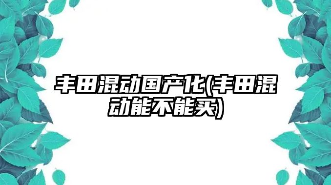 豐田混動國產(chǎn)化(豐田混動能不能買)