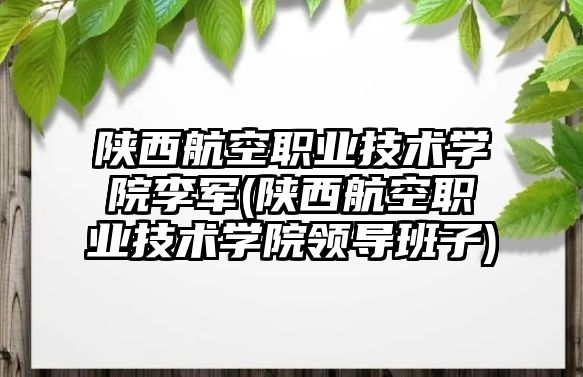 陜西航空職業(yè)技術(shù)學(xué)院李軍(陜西航空職業(yè)技術(shù)學(xué)院領(lǐng)導(dǎo)班子)