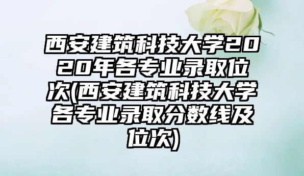 西安建筑科技大學2020年各專業(yè)錄取位次(西安建筑科技大學各專業(yè)錄取分數線及位次)