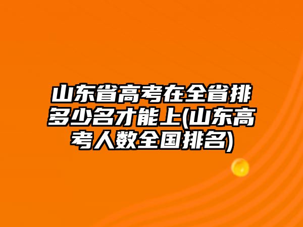 山東省高考在全省排多少名才能上(山東高考人數(shù)全國(guó)排名)