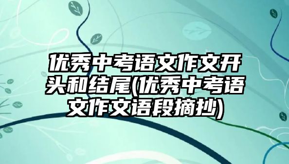 優(yōu)秀中考語(yǔ)文作文開頭和結(jié)尾(優(yōu)秀中考語(yǔ)文作文語(yǔ)段摘抄)