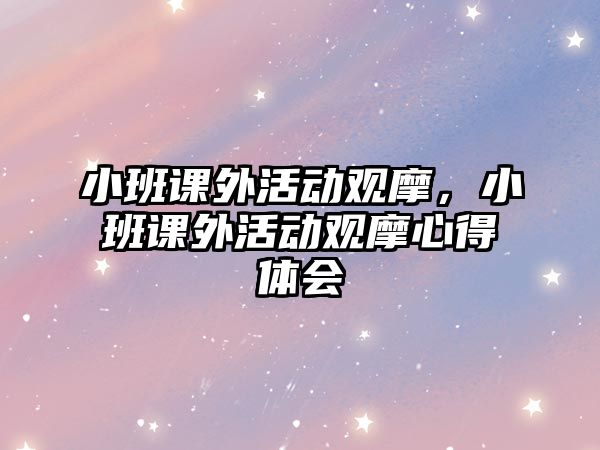 小班課外活動觀摩，小班課外活動觀摩心得體會