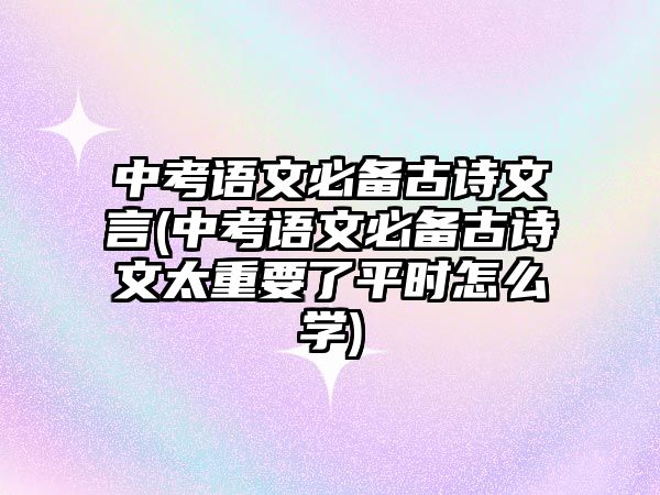 中考語文必備古詩文言(中考語文必備古詩文太重要了平時怎么學)