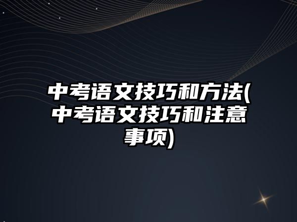 中考語文技巧和方法(中考語文技巧和注意事項(xiàng))