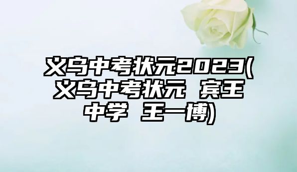 義烏中考狀元2023(義烏中考狀元 賓王中學 王一博)