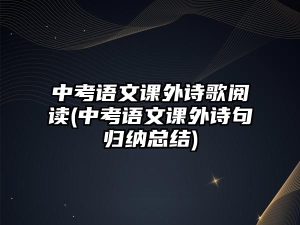 中考語文課外詩歌閱讀(中考語文課外詩句歸納總結(jié))