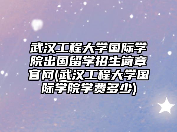 武漢工程大學國際學院出國留學招生簡章官網(wǎng)(武漢工程大學國際學院學費多少)