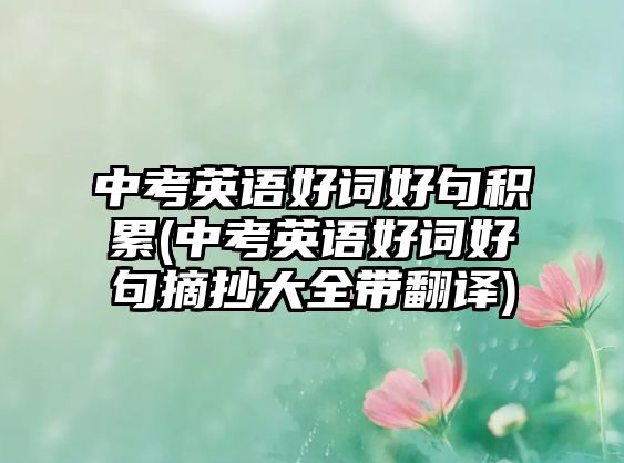 中考英語好詞好句積累(中考英語好詞好句摘抄大全帶翻譯)