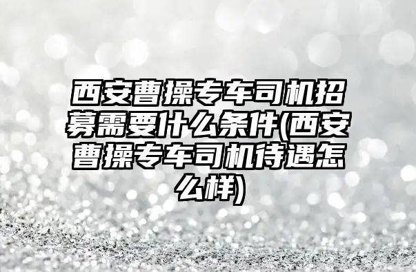 西安曹操專車司機(jī)招募需要什么條件(西安曹操專車司機(jī)待遇怎么樣)