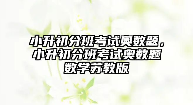 小升初分班考試奧數(shù)題，小升初分班考試奧數(shù)題數(shù)學(xué)蘇教版