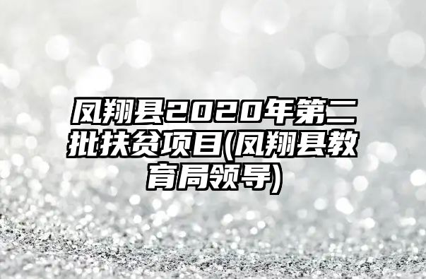 鳳翔縣2020年第二批扶貧項目(鳳翔縣教育局領(lǐng)導(dǎo))