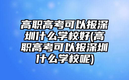 高職高考可以報(bào)深圳什么學(xué)校好(高職高考可以報(bào)深圳什么學(xué)校呢)