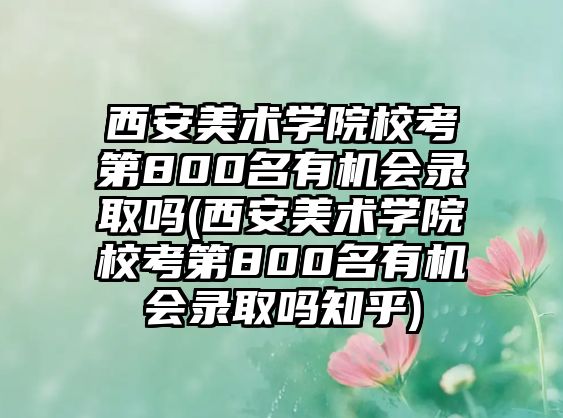 西安美術學院校考第800名有機會錄取嗎(西安美術學院?？嫉?00名有機會錄取嗎知乎)