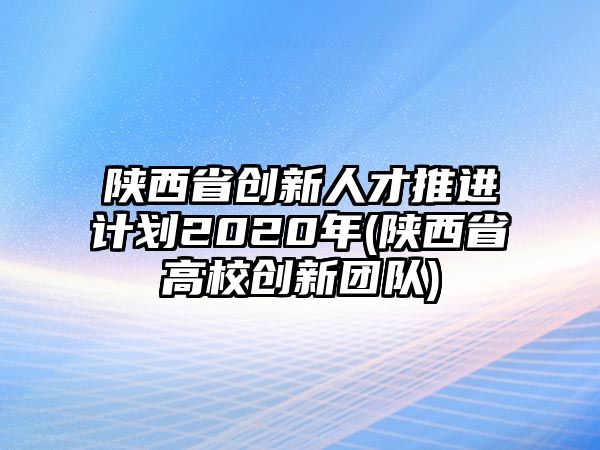 陜西省創(chuàng)新人才推進(jìn)計(jì)劃2020年(陜西省高校創(chuàng)新團(tuán)隊(duì))