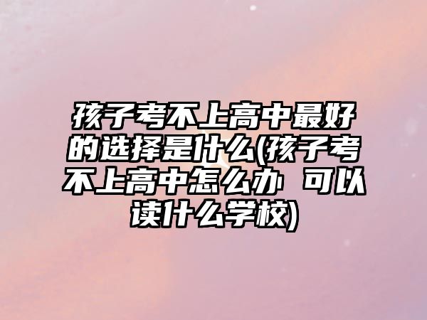 孩子考不上高中最好的選擇是什么(孩子考不上高中怎么辦 可以讀什么學(xué)校)