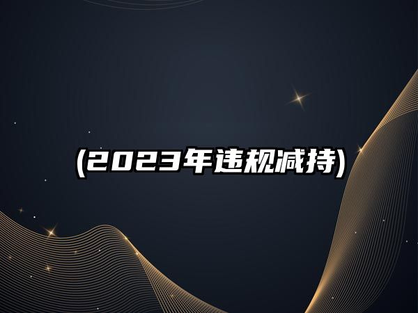 (2023年違規(guī)減持)