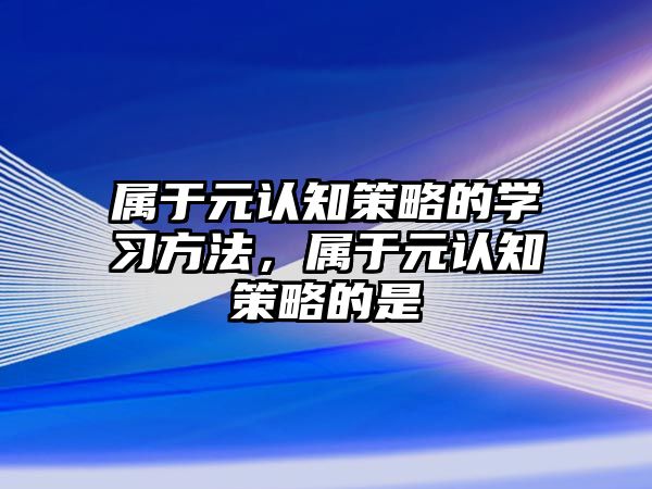 屬于元認知策略的學習方法，屬于元認知策略的是