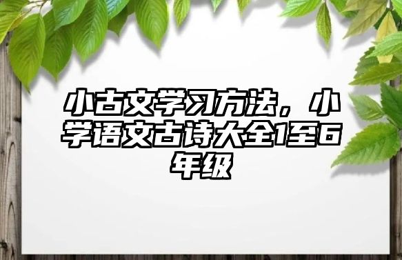 小古文學(xué)習(xí)方法，小學(xué)語(yǔ)文古詩(shī)大全1至6年級(jí)