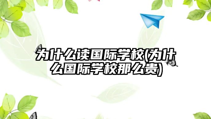 為什么讀國際學校(為什么國際學校那么貴)