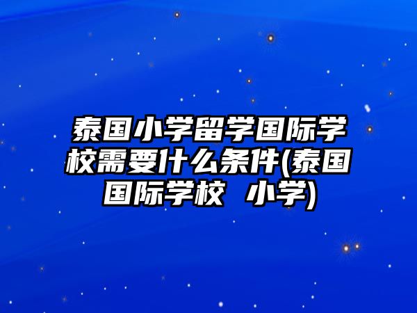 泰國小學留學國際學校需要什么條件(泰國國際學校 小學)