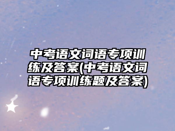 中考語文詞語專項訓練及答案(中考語文詞語專項訓練題及答案)