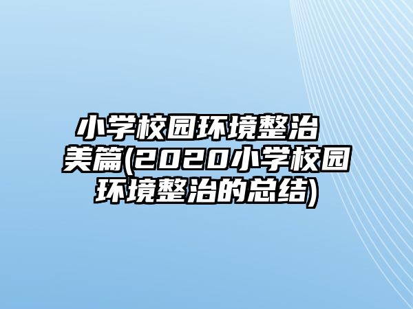 小學(xué)校園環(huán)境整治 美篇(2020小學(xué)校園環(huán)境整治的總結(jié))