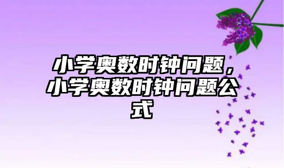 小學(xué)奧數(shù)時鐘問題，小學(xué)奧數(shù)時鐘問題公式