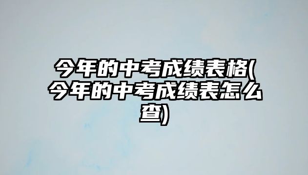 今年的中考成績(jī)表格(今年的中考成績(jī)表怎么查)