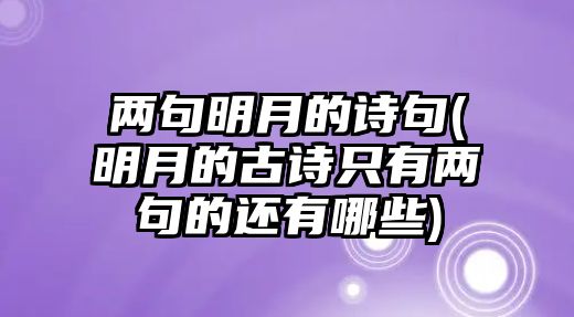 兩句明月的詩句(明月的古詩只有兩句的還有哪些)