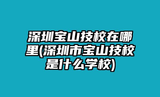 深圳寶山技校在哪里(深圳市寶山技校是什么學校)