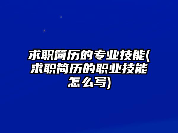 求職簡歷的專業(yè)技能(求職簡歷的職業(yè)技能怎么寫)