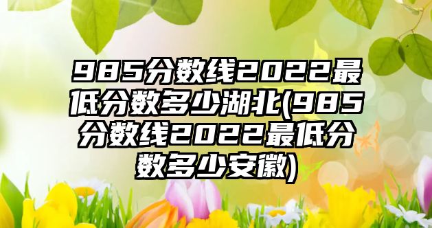 985分數(shù)線2022最低分數(shù)多少湖北(985分數(shù)線2022最低分數(shù)多少安徽)