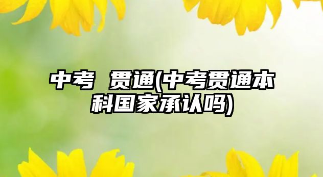 中考 貫通(中考貫通本科國家承認嗎)