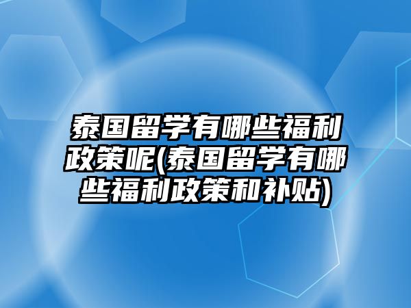 泰國留學有哪些福利政策呢(泰國留學有哪些福利政策和補貼)