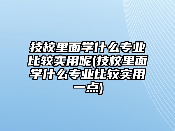 技校里面學(xué)什么專業(yè)比較實(shí)用呢(技校里面學(xué)什么專業(yè)比較實(shí)用一點(diǎn))