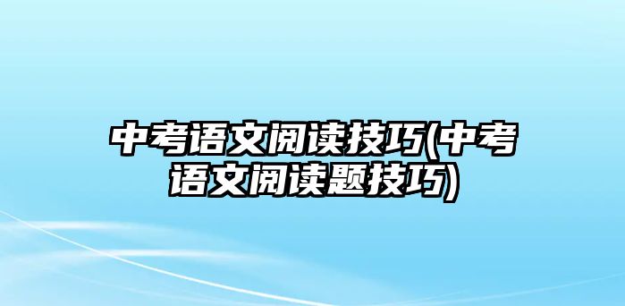 中考語文閱讀技巧(中考語文閱讀題技巧)