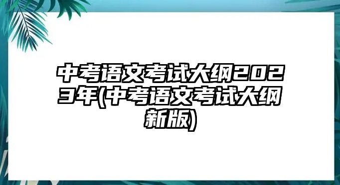 中考語文考試大綱2023年(中考語文考試大綱新版)