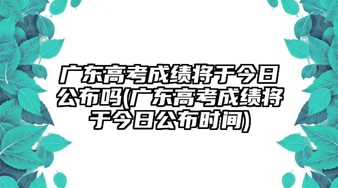 廣東高考成績將于今日公布嗎(廣東高考成績將于今日公布時間)