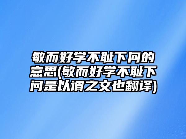 敏而好學(xué)不恥下問的意思(敏而好學(xué)不恥下問是以謂之文也翻譯)