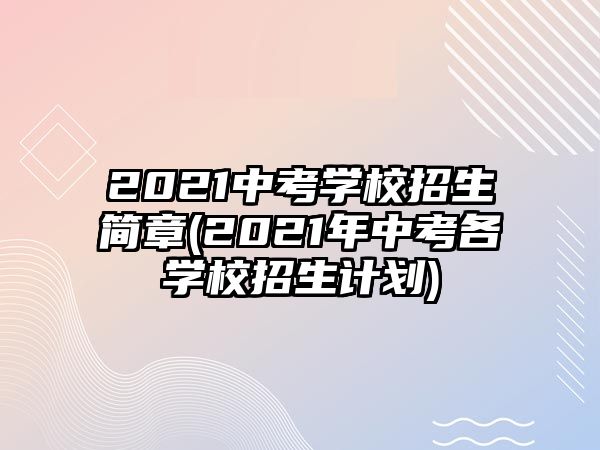 2021中考學校招生簡章(2021年中考各學校招生計劃)