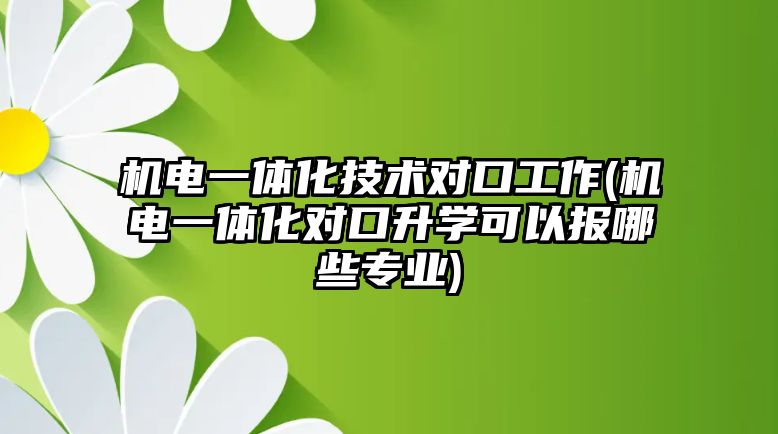 機(jī)電一體化技術(shù)對口工作(機(jī)電一體化對口升學(xué)可以報(bào)哪些專業(yè))