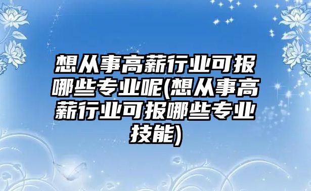 想從事高薪行業(yè)可報(bào)哪些專業(yè)呢(想從事高薪行業(yè)可報(bào)哪些專業(yè)技能)